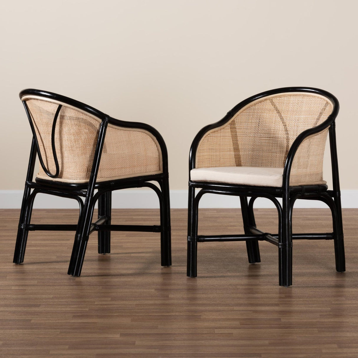 Modern European furniture - Black Framed Rattan Dining Chairs 2 - www.oroa.com