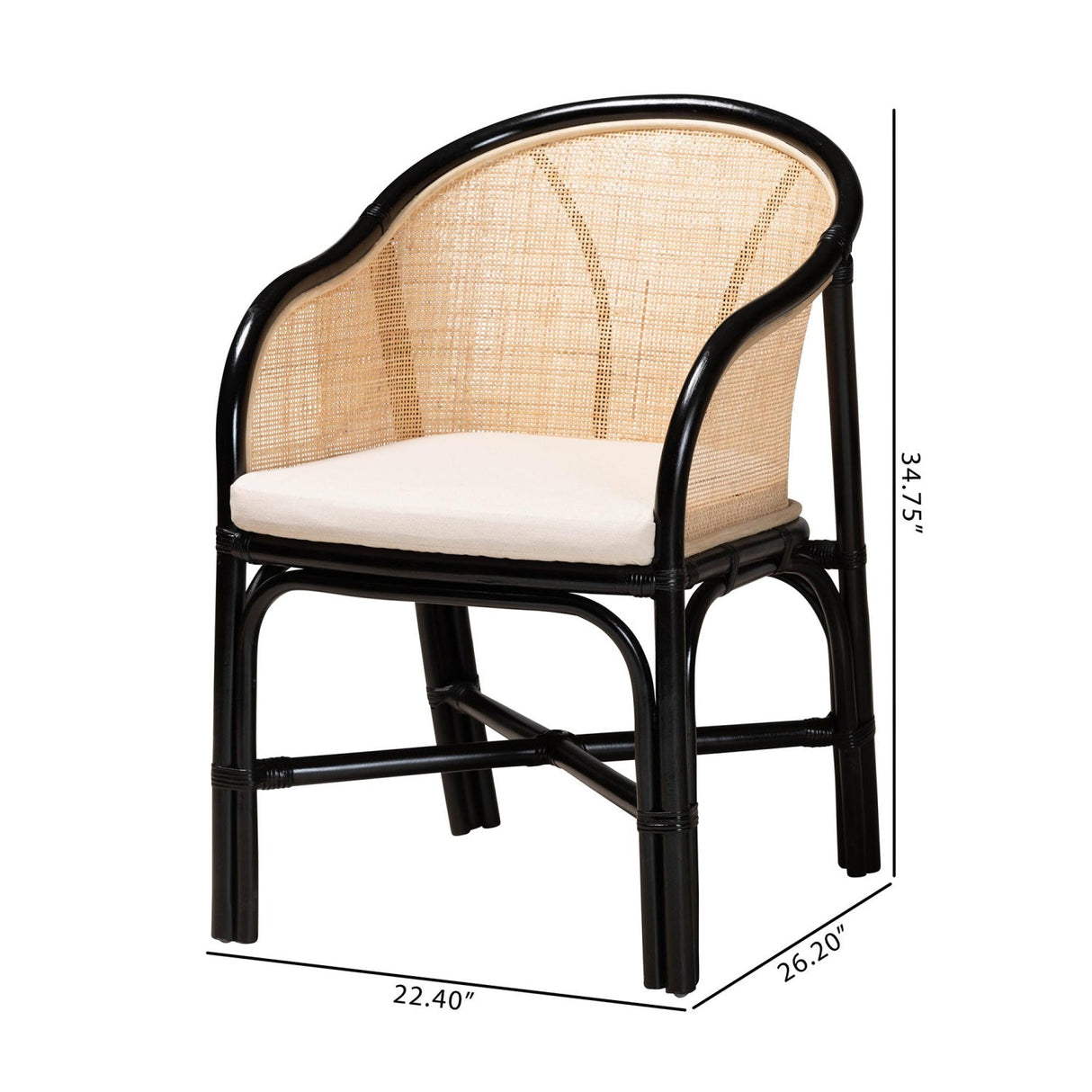 Black Framed Rattan Dining Chairs 2 | Bali Loom Miranda | Oroa.com