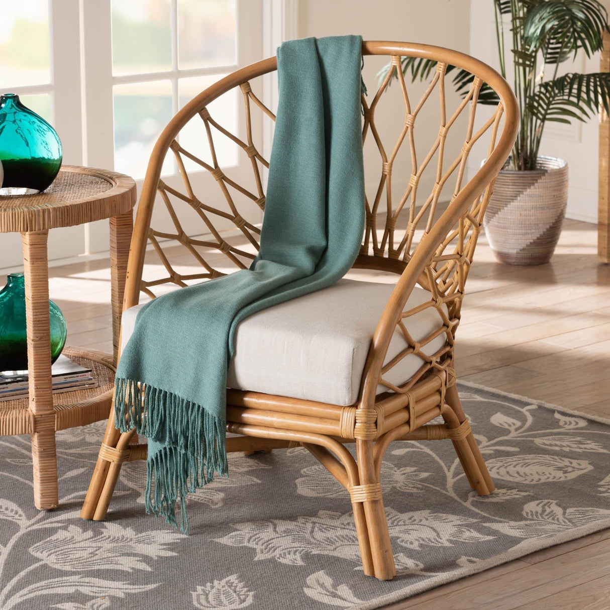Modern European furniture - Rattan Sloped Accent Chair - www.oroa.com