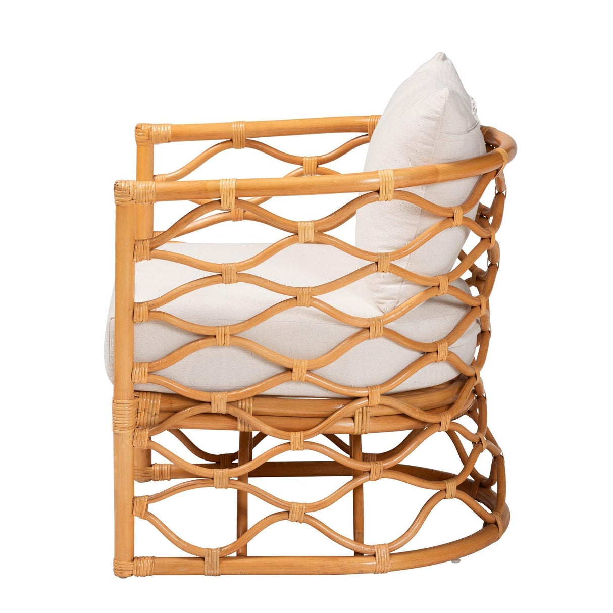 Modern European furniture - Curved Rattan Padded Accent Chair - www.oroa.com