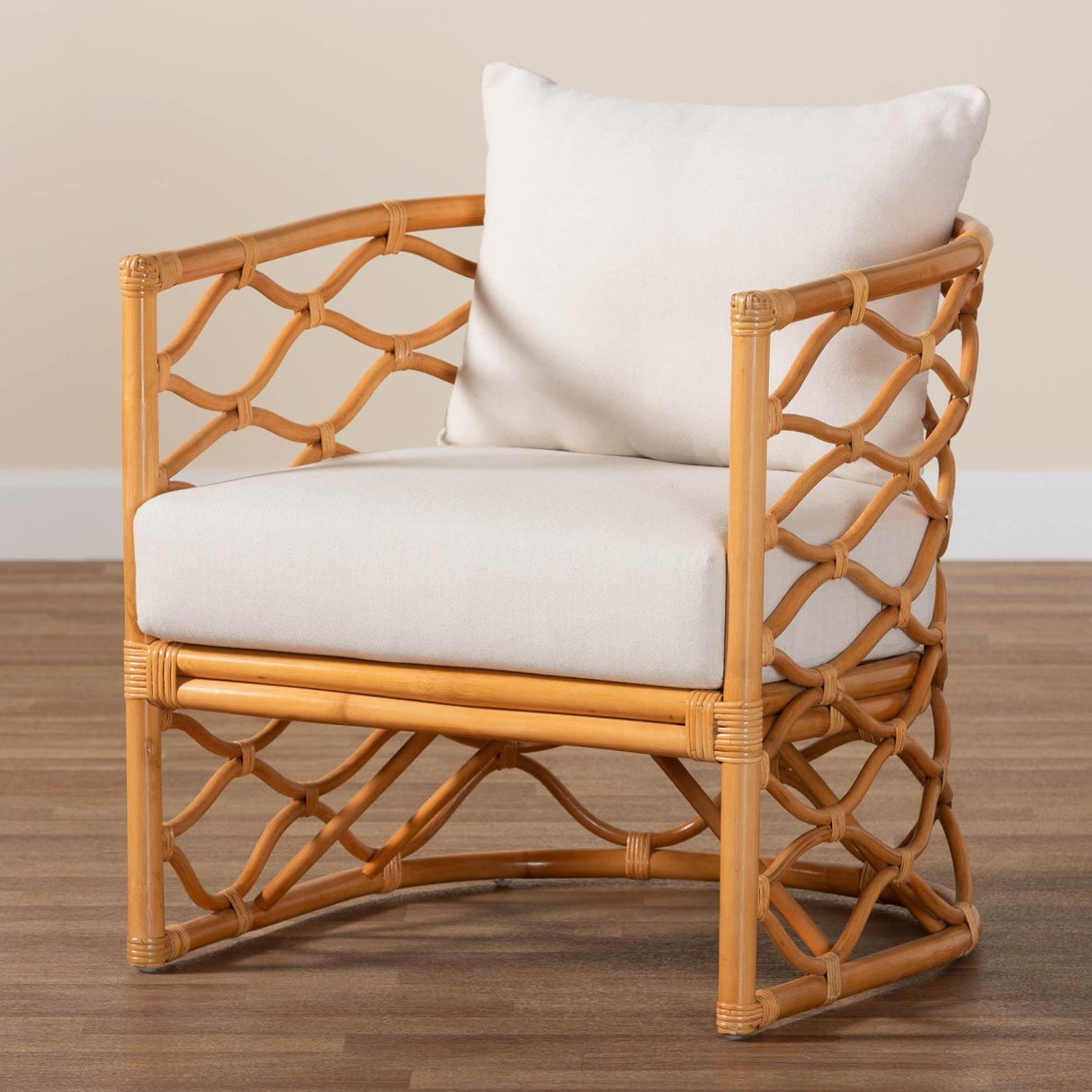Modern European furniture - Curved Rattan Padded Accent Chair - www.oroa.com