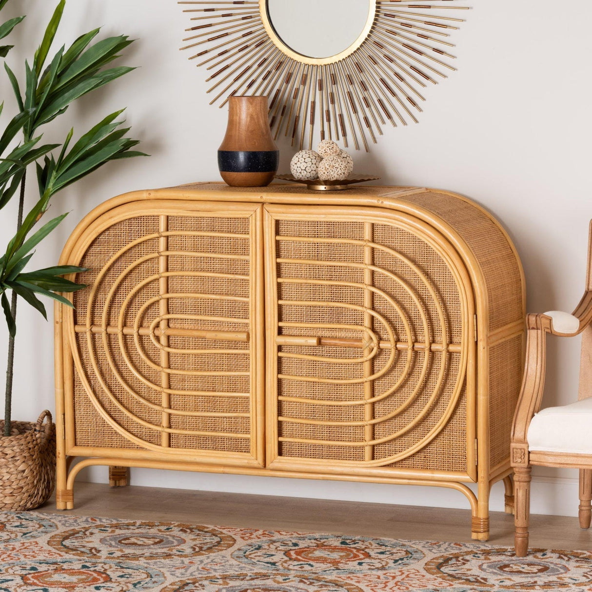 Modern European furniture - Natural Rattan 2 Door Sideboard - www.oroa.com