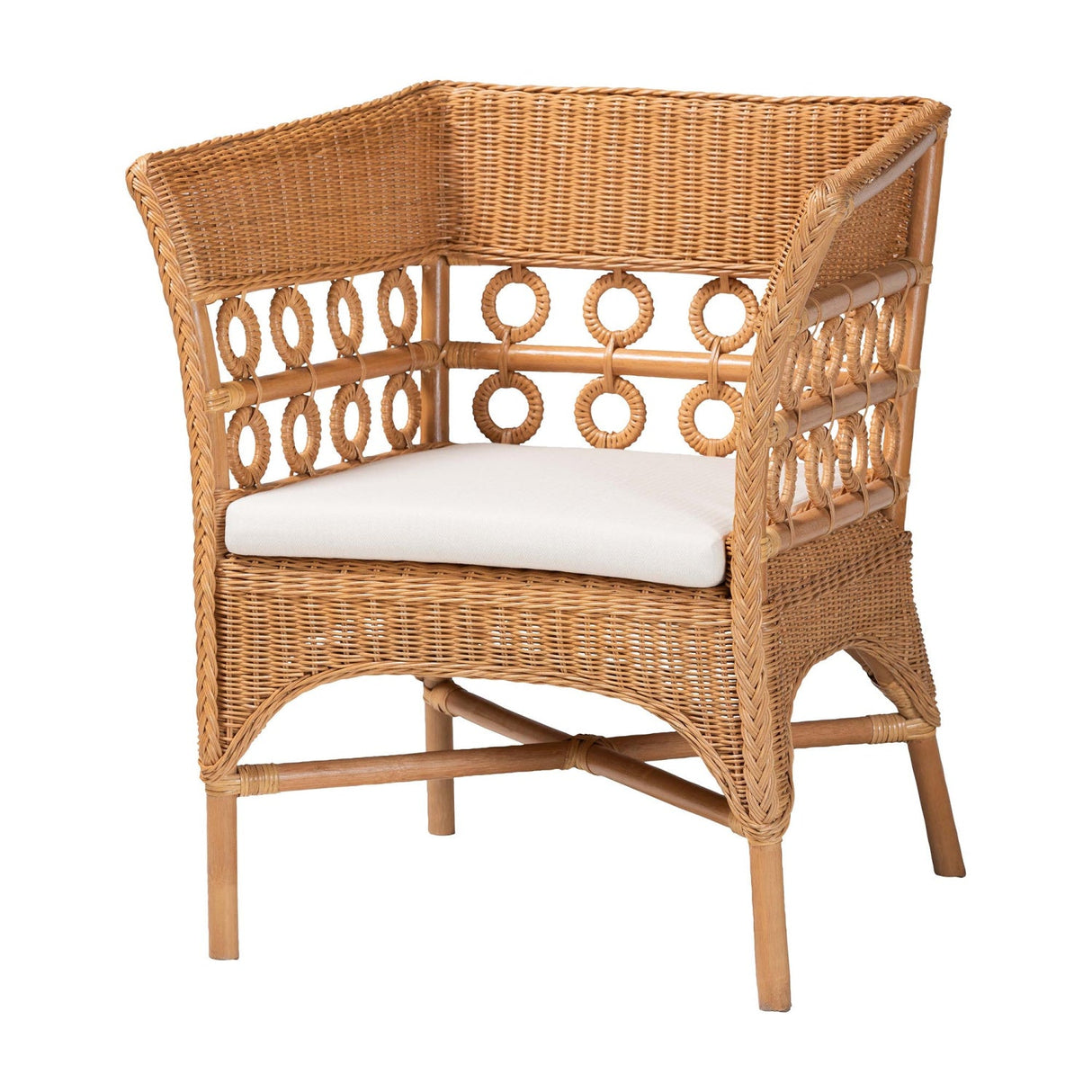 Modern European furniture - Braided Rattan Padded Accent Chair - www.oroa.com