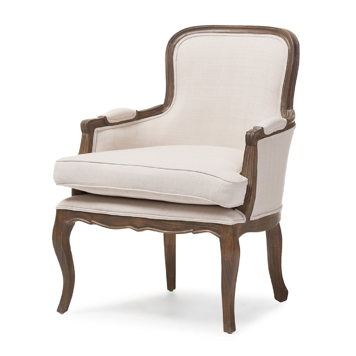 Modern European furniture - Beige Cotton Classic Accent Chair - www.oroa.com