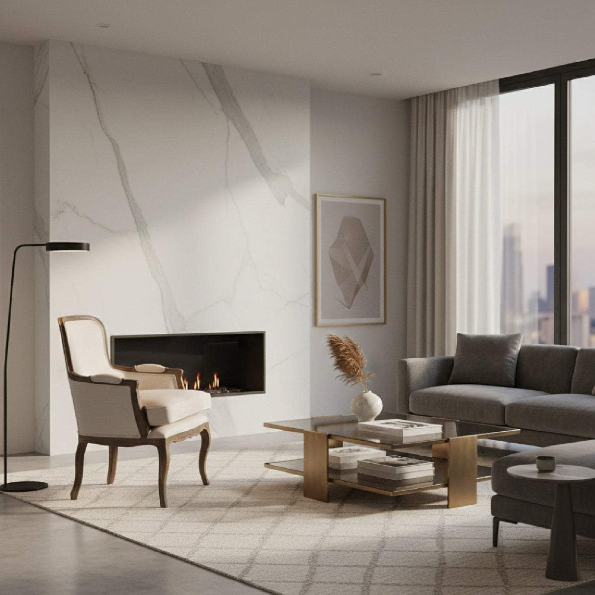Modern European furniture - Beige Cotton Classic Accent Chair - www.oroa.com