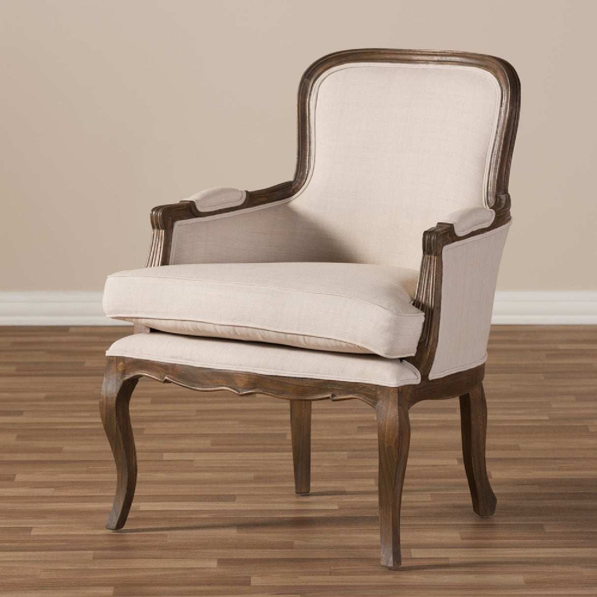 Modern European furniture - Beige Cotton Classic Accent Chair - www.oroa.com