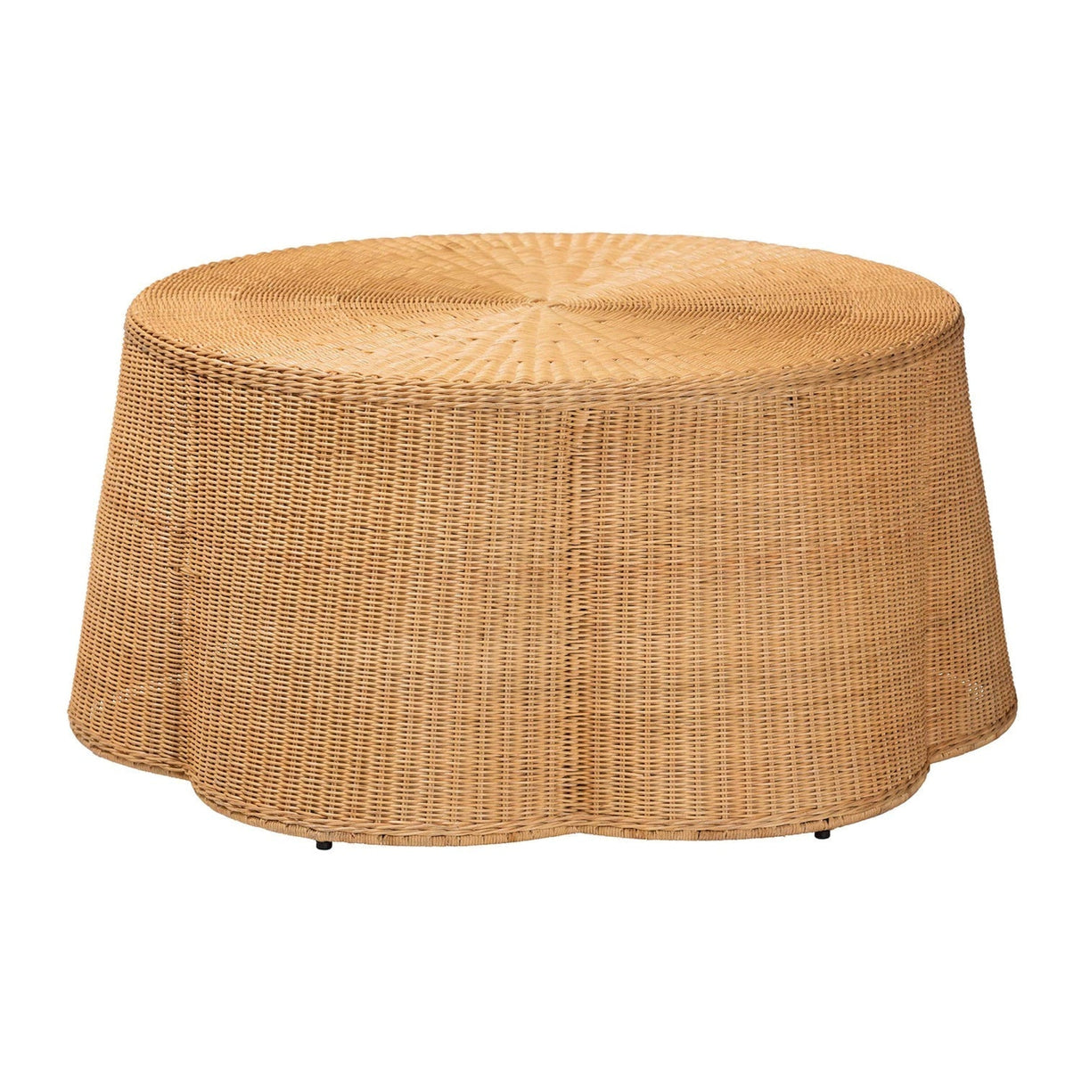 Modern European furniture - Handwoven Rattan Scalloped Coffee Table - www.oroa.com