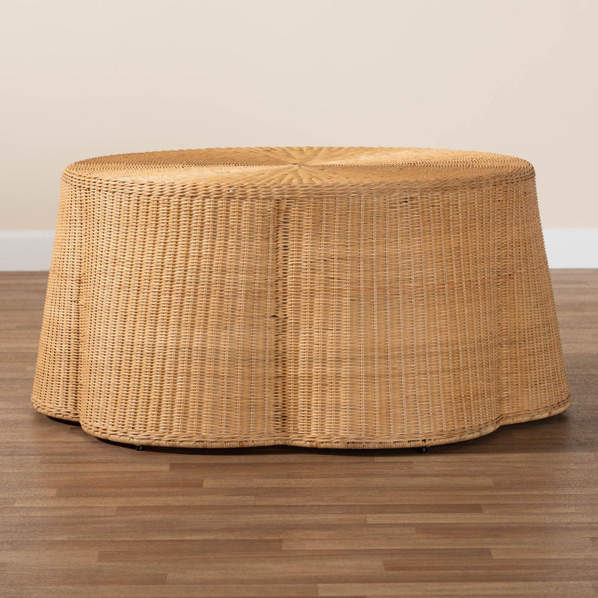 Modern European furniture - Handwoven Rattan Scalloped Coffee Table - www.oroa.com