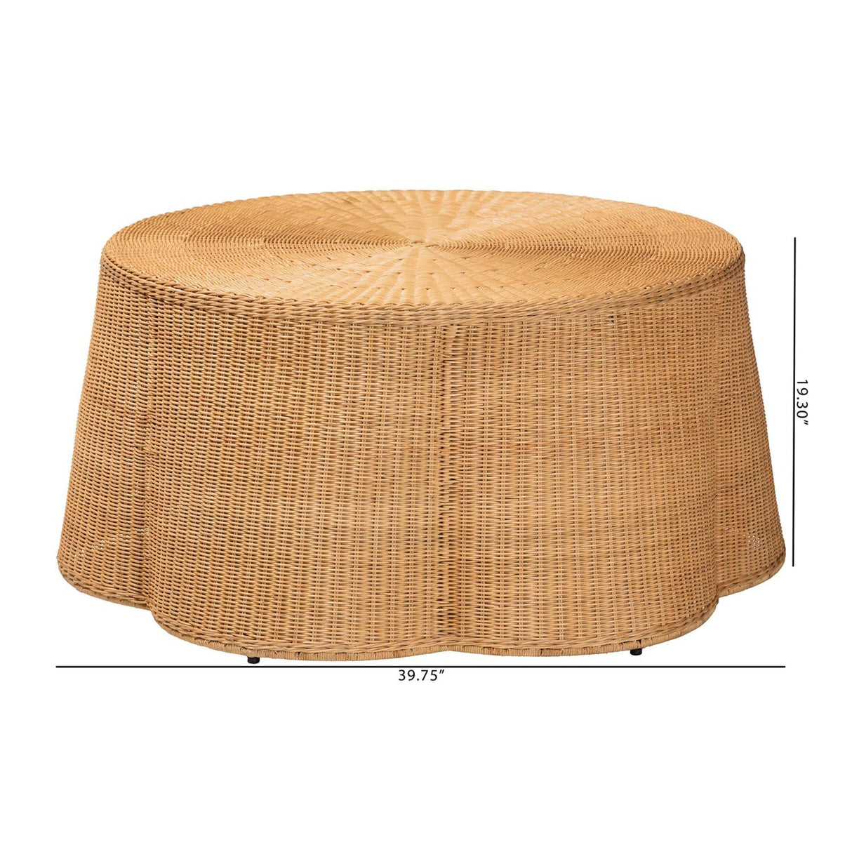 Modern European furniture - Handwoven Rattan Scalloped Coffee Table - www.oroa.com