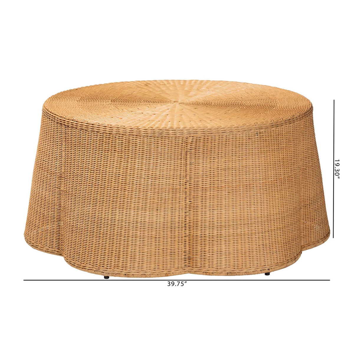 Modern European furniture - Handwoven Rattan Scalloped Coffee Table - www.oroa.com