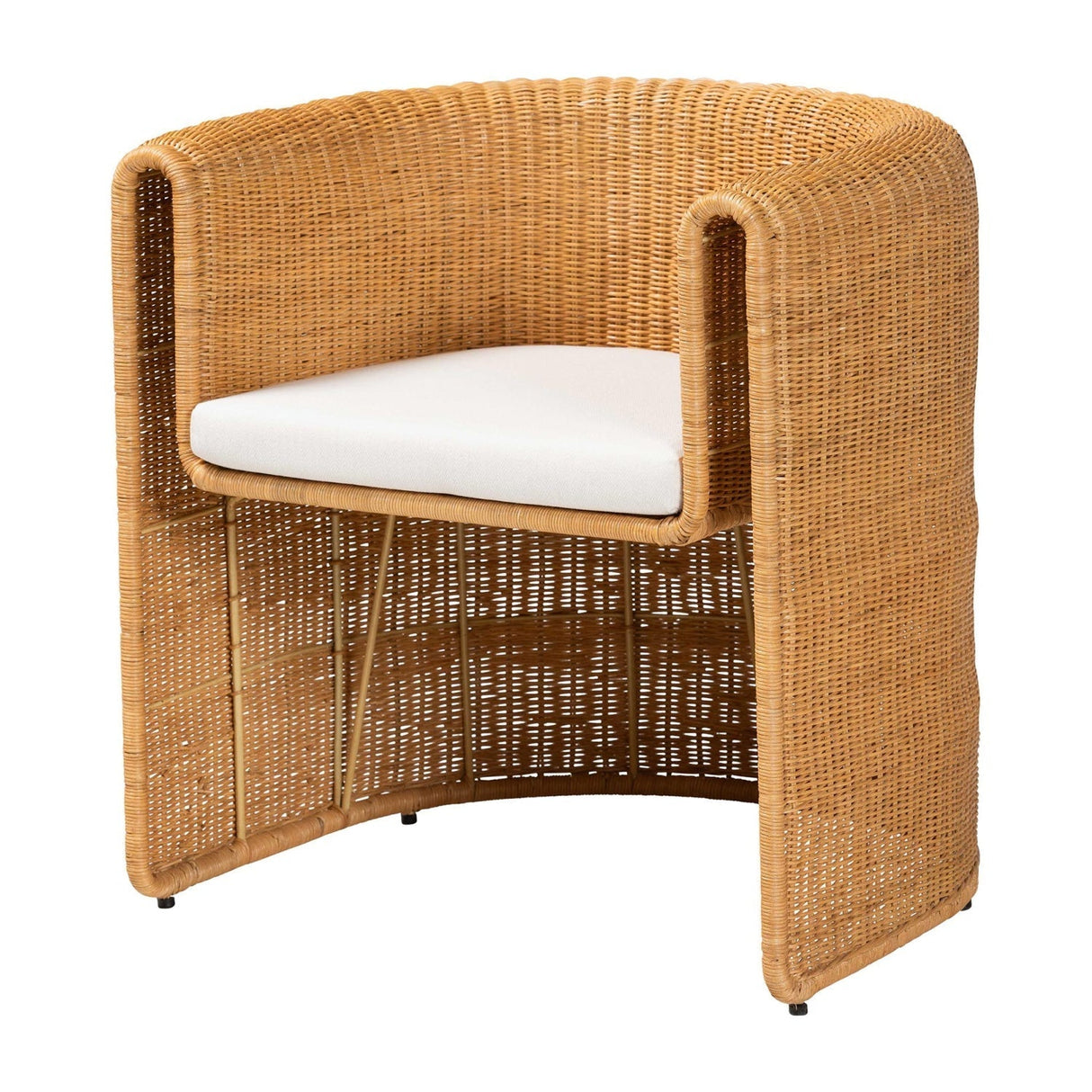 Modern European furniture - Handwoven Rattan Barrel Dining Chair - www.oroa.com