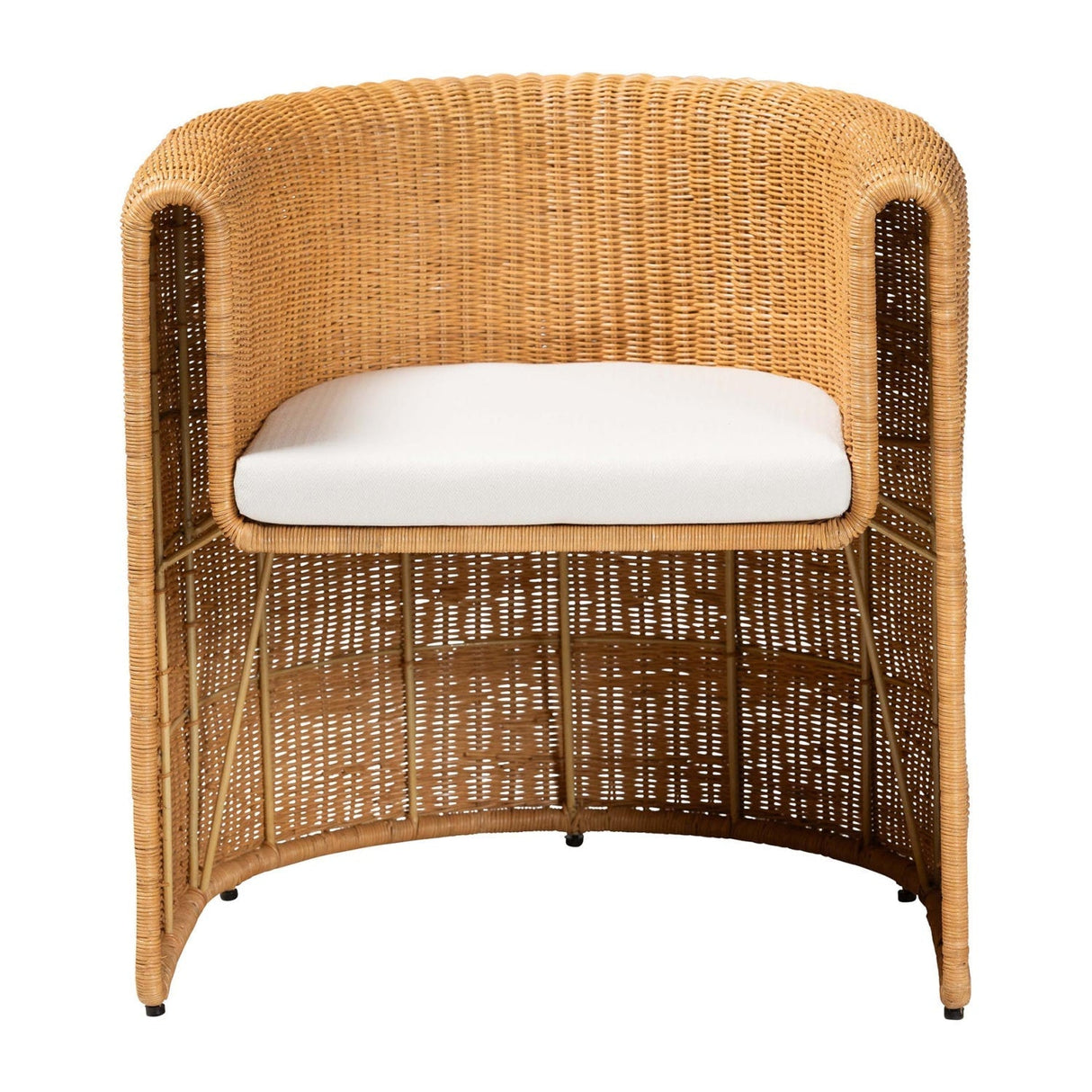 Modern European furniture - Handwoven Rattan Barrel Dining Chair - www.oroa.com