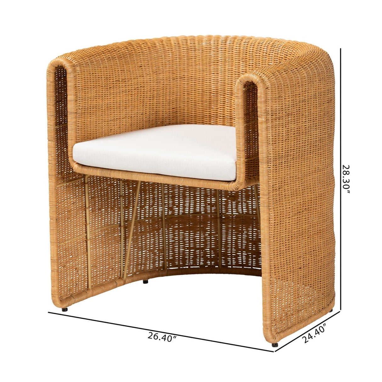 Modern European furniture - Handwoven Rattan Barrel Dining Chair - www.oroa.com