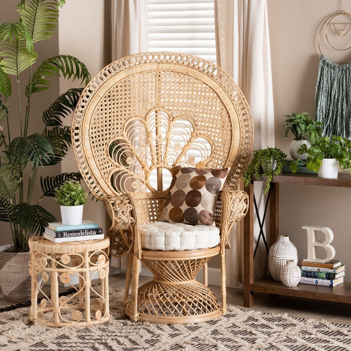 Modern European furniture - Brown Rattan Peacock Accent Chair - www.oroa.com