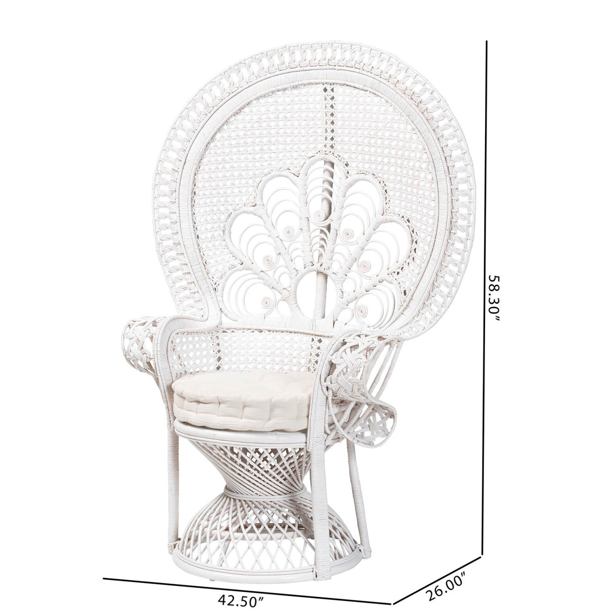 Modern European furniture - White Rattan Peacock Accent Chair - www.oroa.com