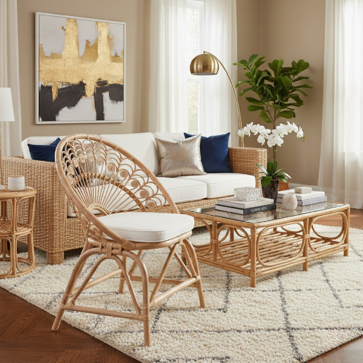 Modern European furniture - Boho Rattan Peacock Accent Chair - www.oroa.com