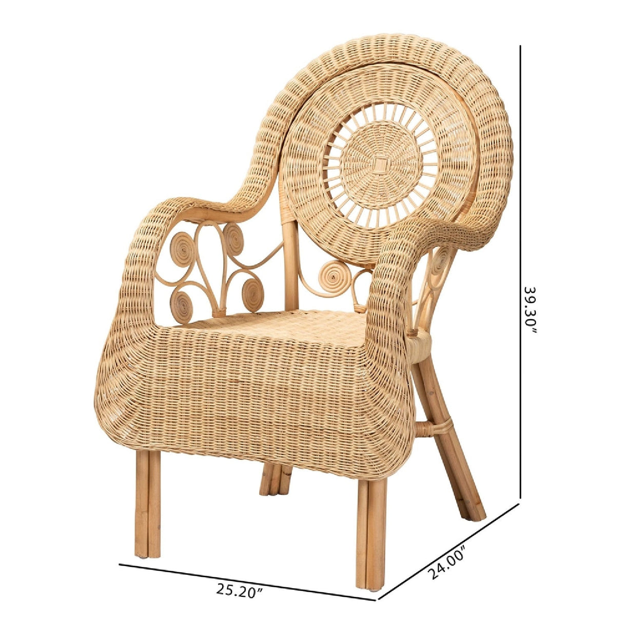 Modern European furniture - Curled Rattan Detail Accent Chair - www.oroa.com