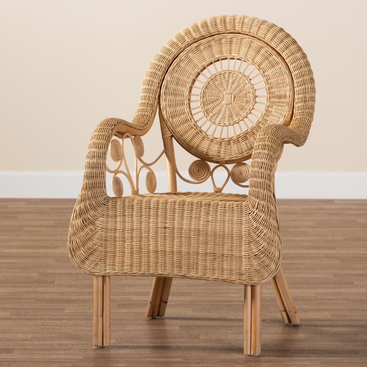 Modern European furniture - Curled Rattan Detail Accent Chair - www.oroa.com
