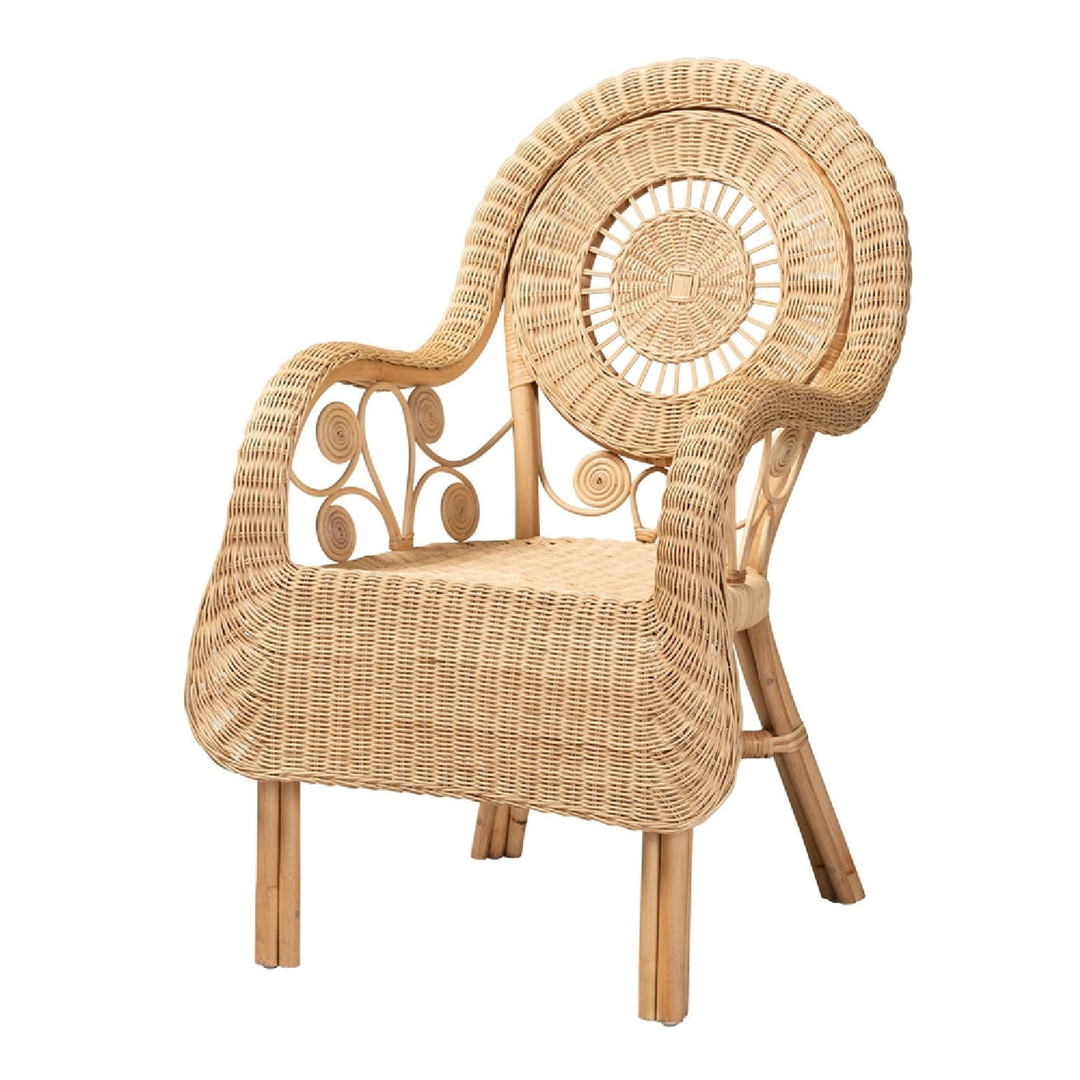Modern European furniture - Curled Rattan Detail Accent Chair - www.oroa.com