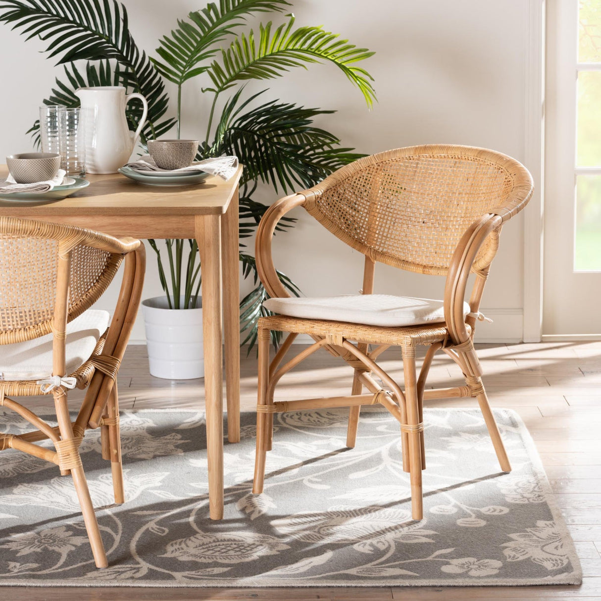 Modern European furniture - Natural Rattan Framed Dining Chair - www.oroa.com