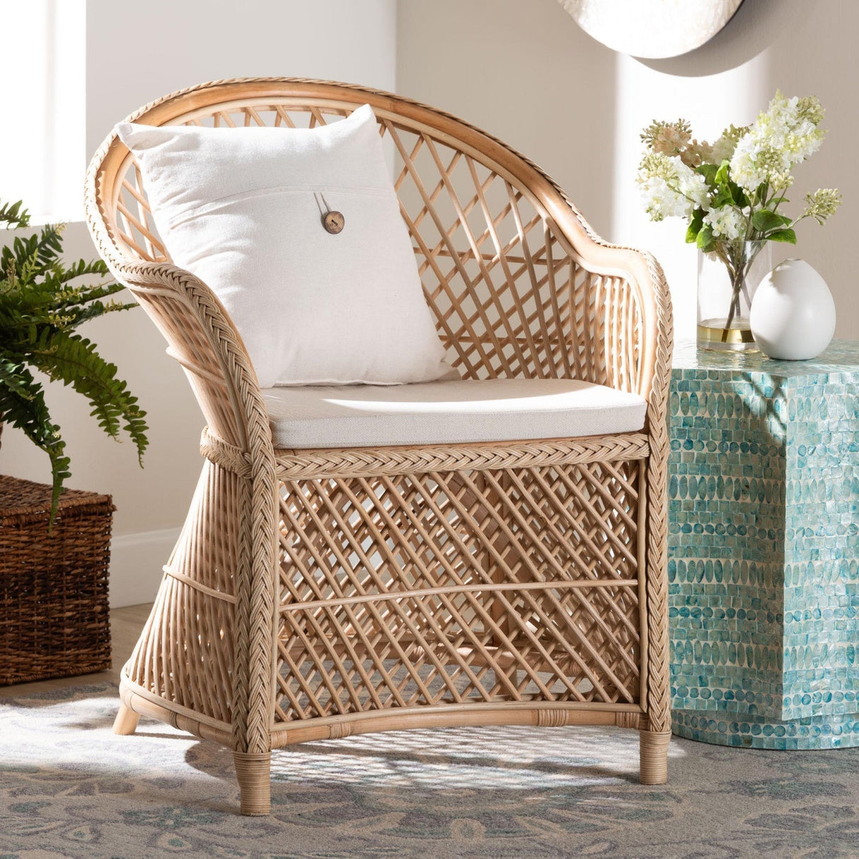 Modern European furniture - Braided Rattan Bohemian Accent Armchair - www.oroa.com