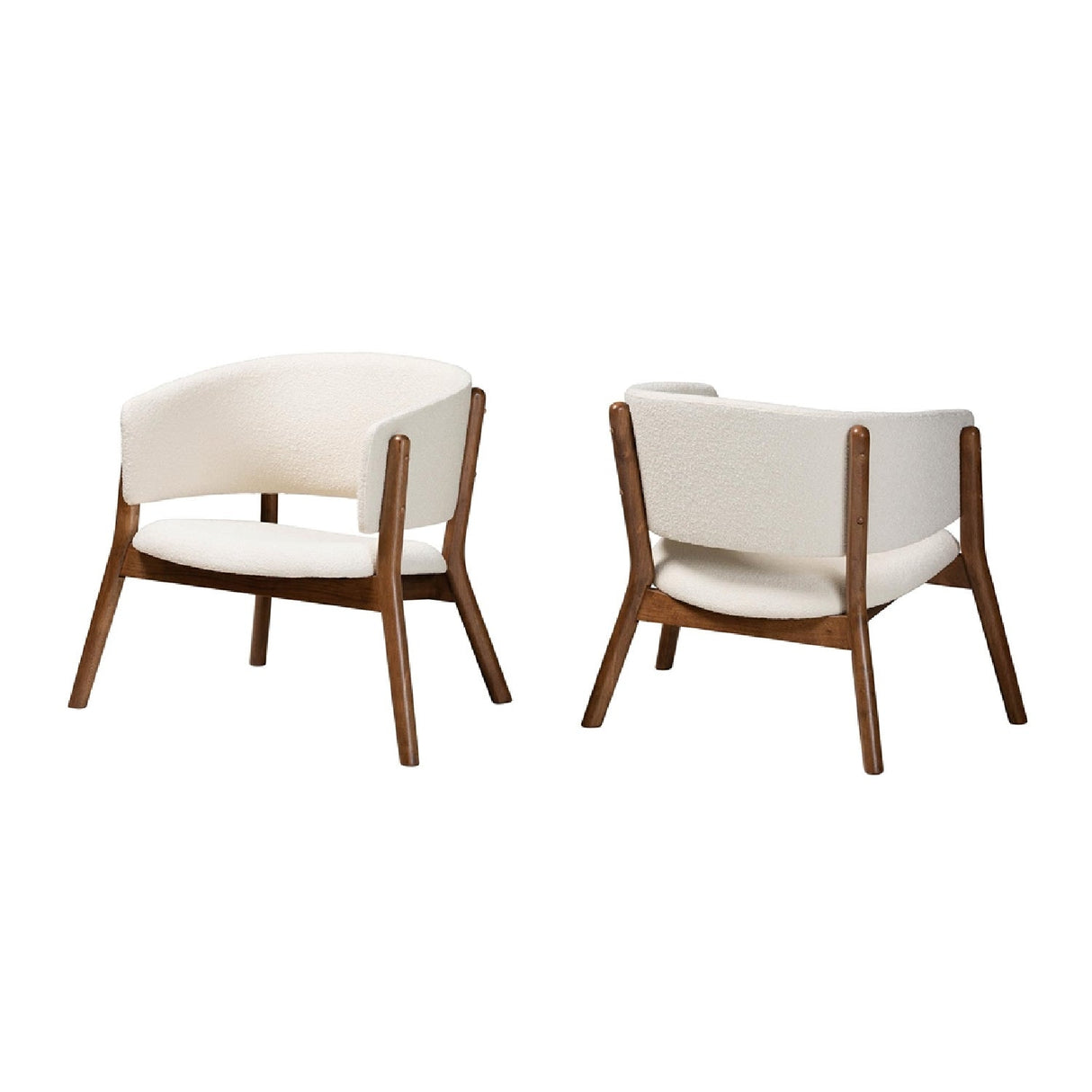 Modern European furniture - Walnut Framed Curve Accent Chairs 2 - www.oroa.com