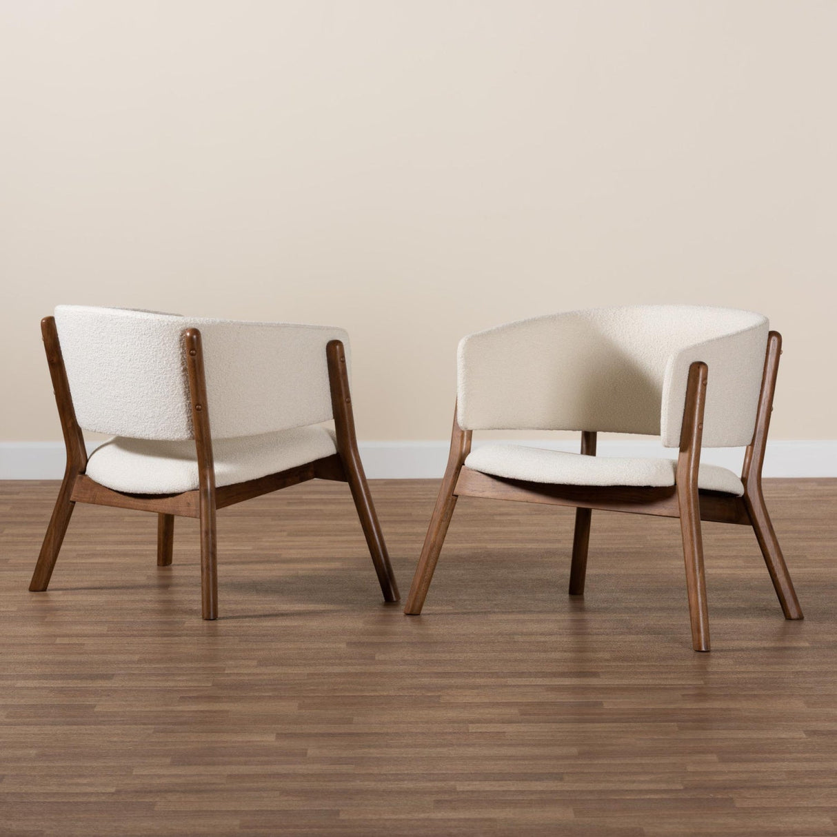 Modern European furniture - Walnut Framed Curve Accent Chairs 2 - www.oroa.com