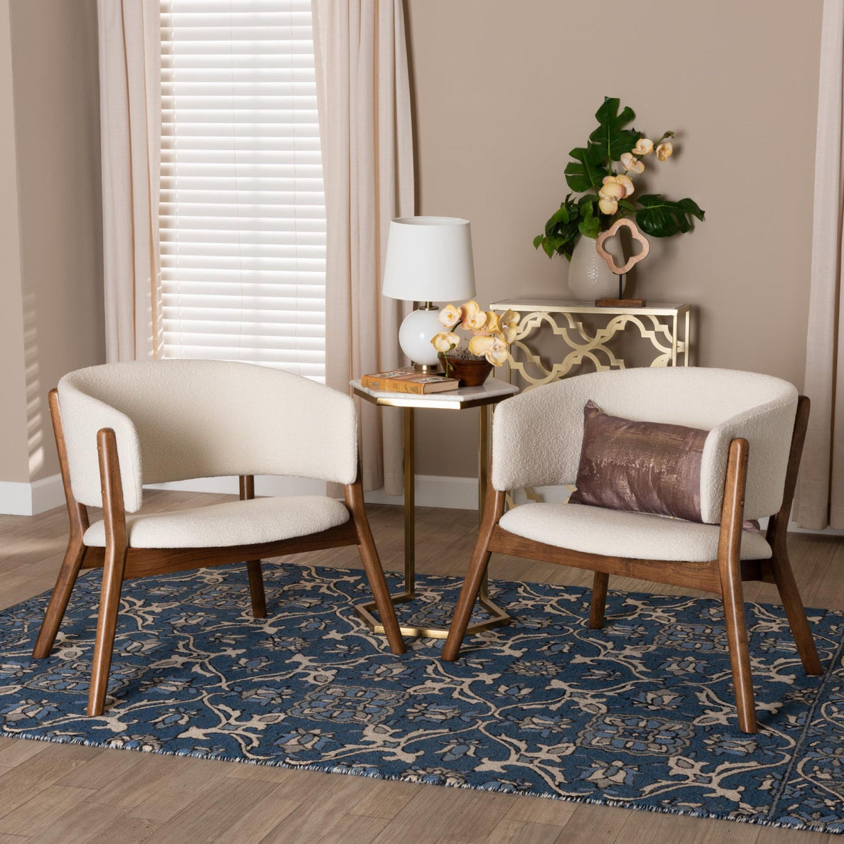 Modern European furniture - Walnut Framed Curve Accent Chairs 2 - www.oroa.com