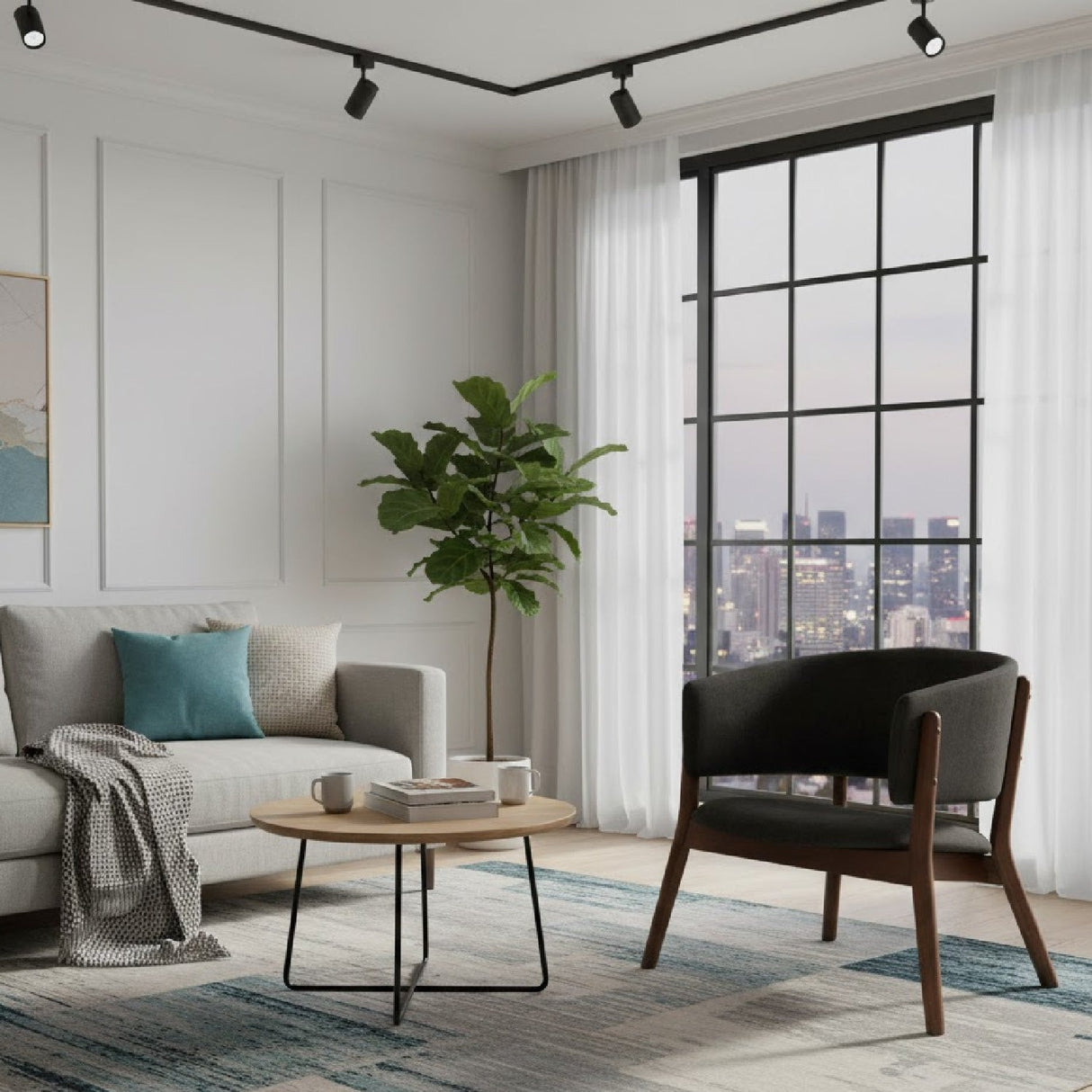 Walnut Framed Curve Accent Chairs 2 | Bali Loom Baron | Oroa.com