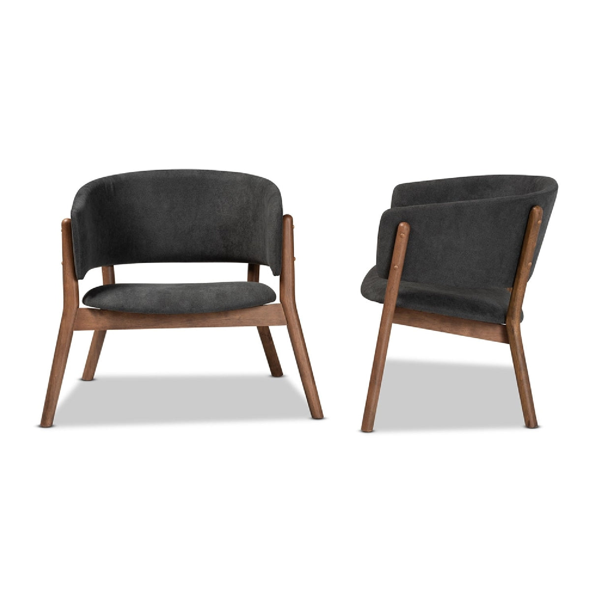 Modern European furniture - Walnut Framed Curve Accent Chairs 2 - www.oroa.com