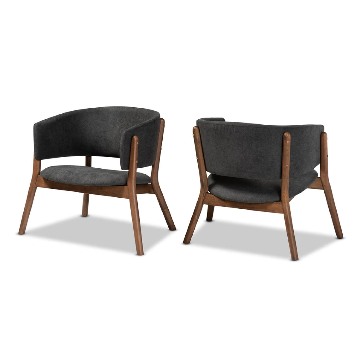 Modern European furniture - Walnut Framed Curve Accent Chairs 2 - www.oroa.com
