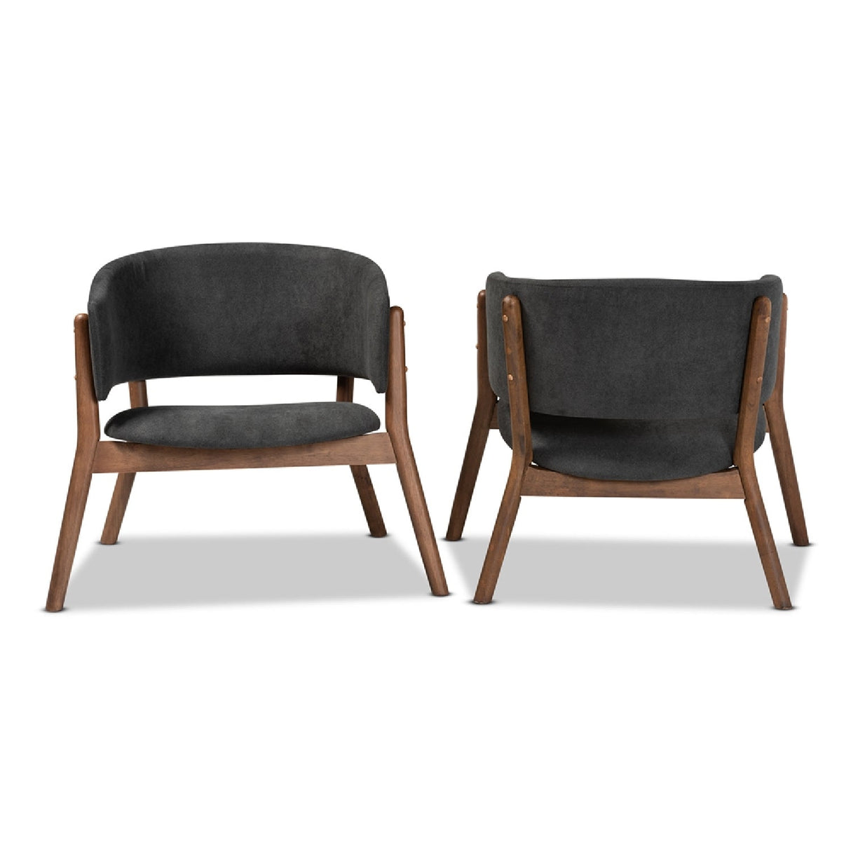 Modern European furniture - Walnut Framed Curve Accent Chairs 2 - www.oroa.com