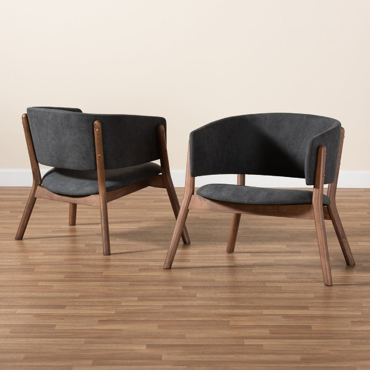 Modern European furniture - Walnut Framed Curve Accent Chairs 2 - www.oroa.com