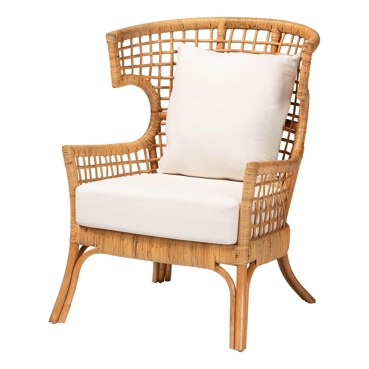 Modern European furniture - Lattice Rattan Wingback Lounge Chair - www.oroa.com