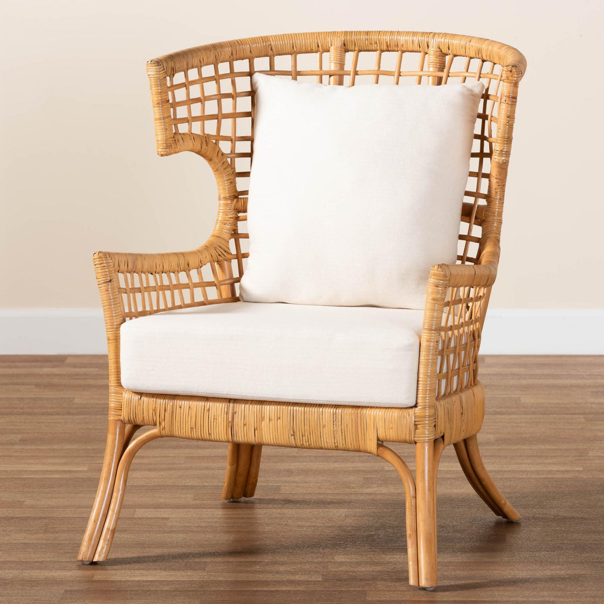 Modern European furniture - Lattice Rattan Wingback Lounge Chair - www.oroa.com