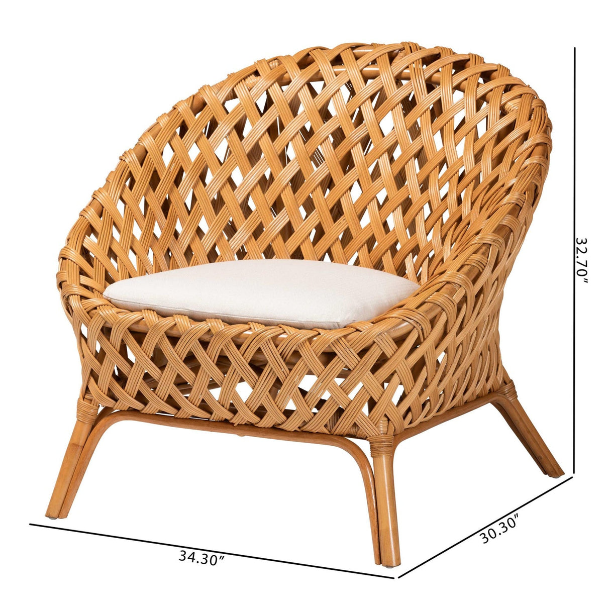 Modern European furniture - Basketweave Rattan Accent Chair - www.oroa.com