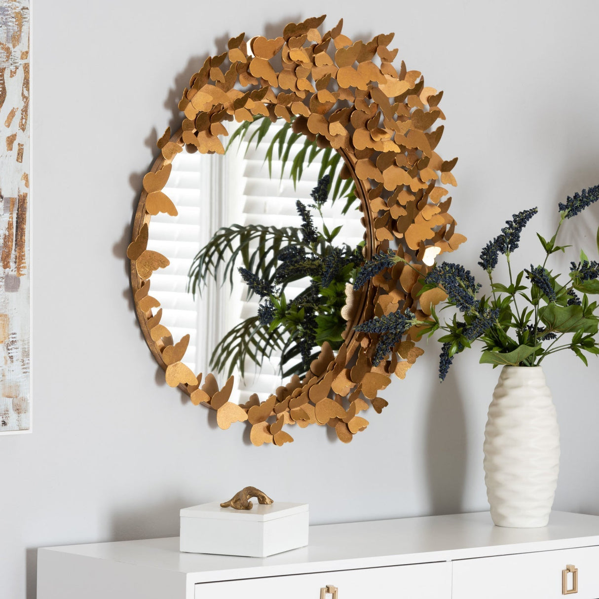Hospitality furniture - Gold Butterfly Accent Wall Mirror - www.oroatrade.com