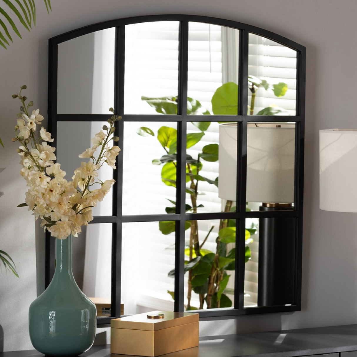Contract furniture - Black Metal Accent Wall Mirror - www.oroatrade.com