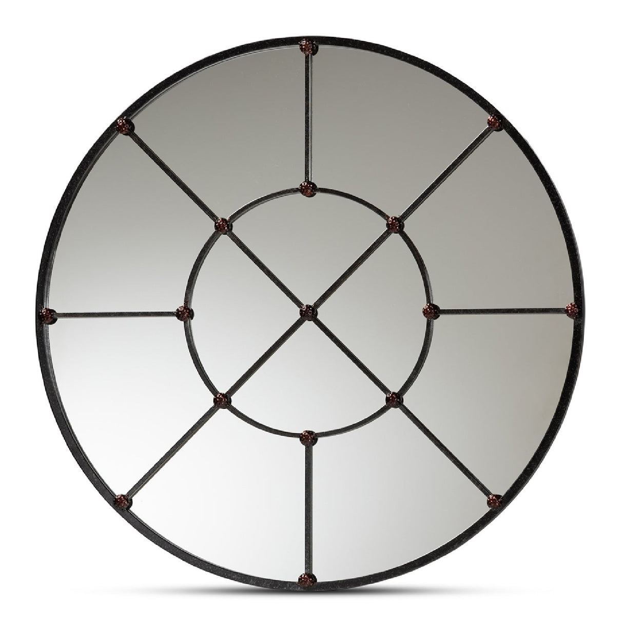 Modern European furniture - Metal Framed Round Wall Mirror - www.oroa.com