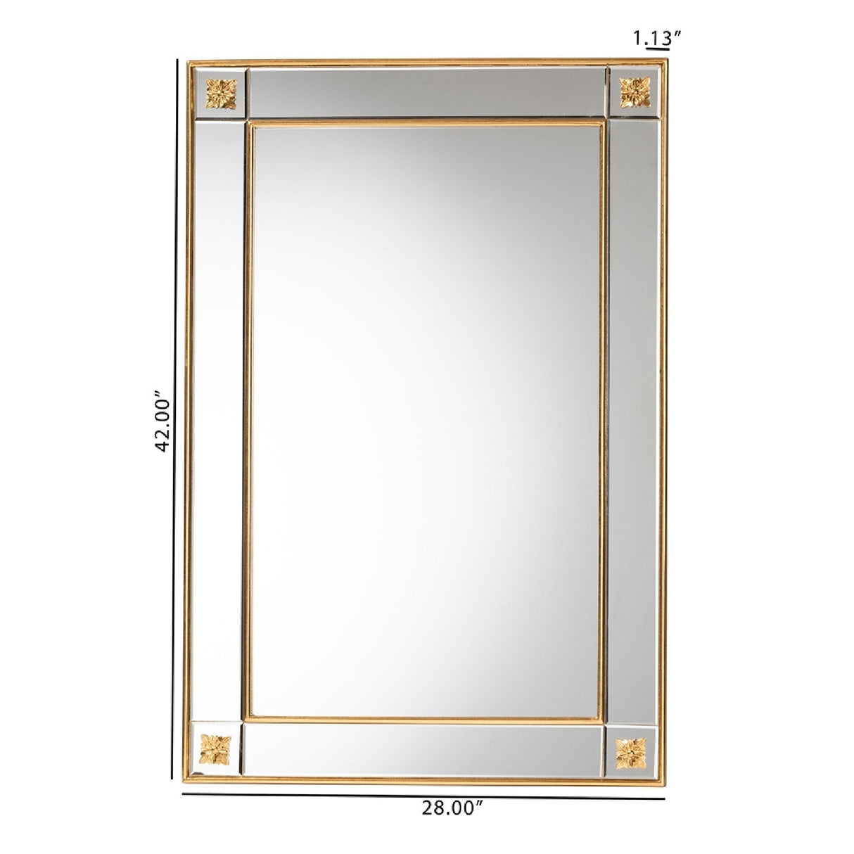 Hospitality furniture - Rectangular Gold Accent Wall Mirror - www.oroatrade.com
