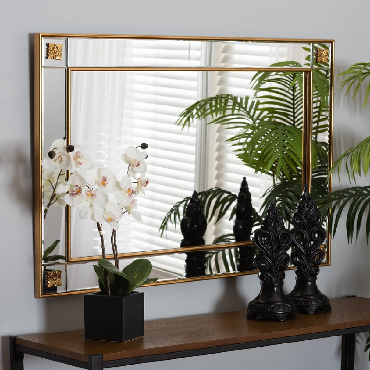 Hospitality furniture - Rectangular Gold Accent Wall Mirror - www.oroatrade.com