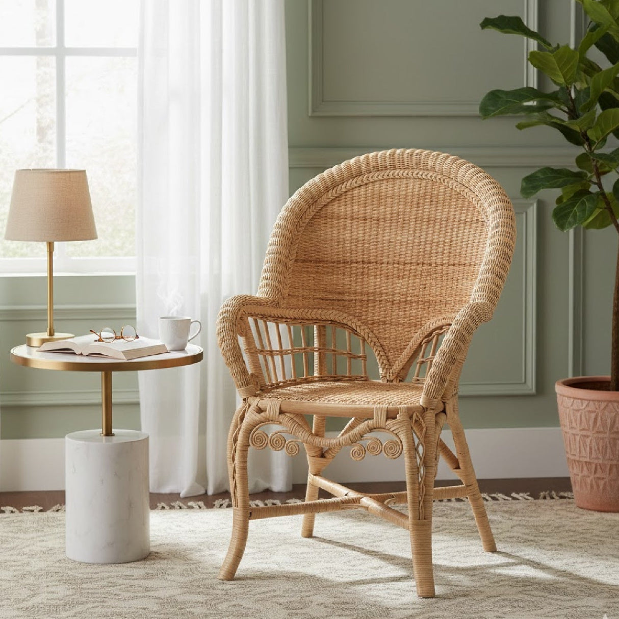 Modern European furniture - Woven Natural Rattan Accent Chair - www.oroa.com
