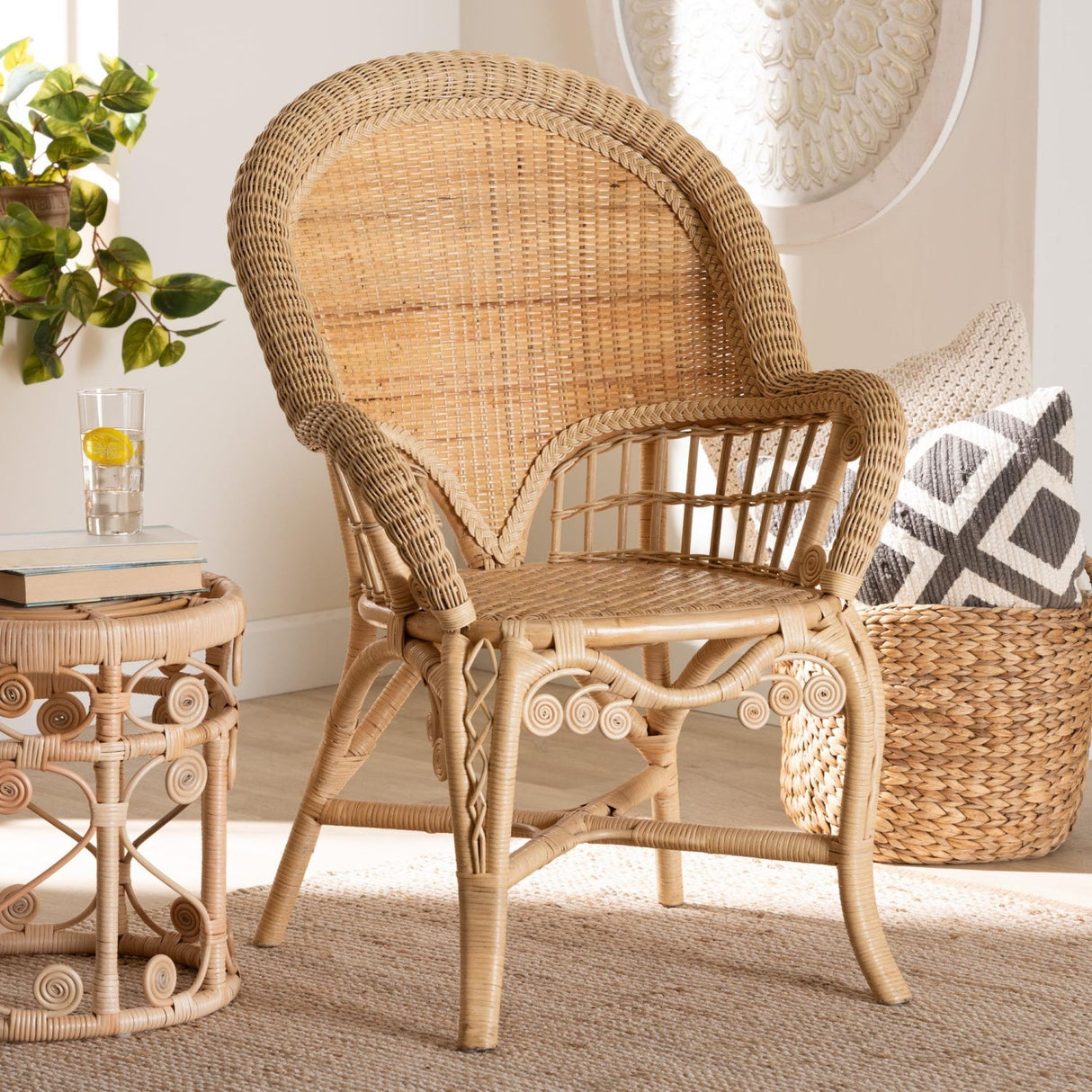 Modern European furniture - Woven Natural Rattan Accent Chair - www.oroa.com