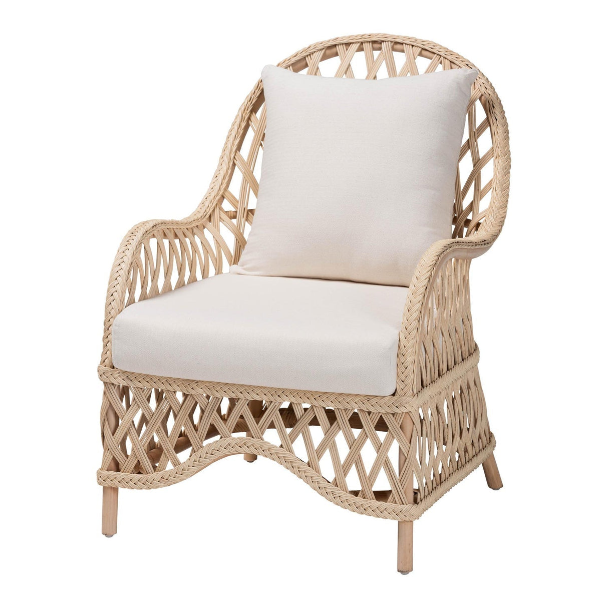 Modern European furniture - Braided Rattan Padded Lounge Chair - www.oroa.com