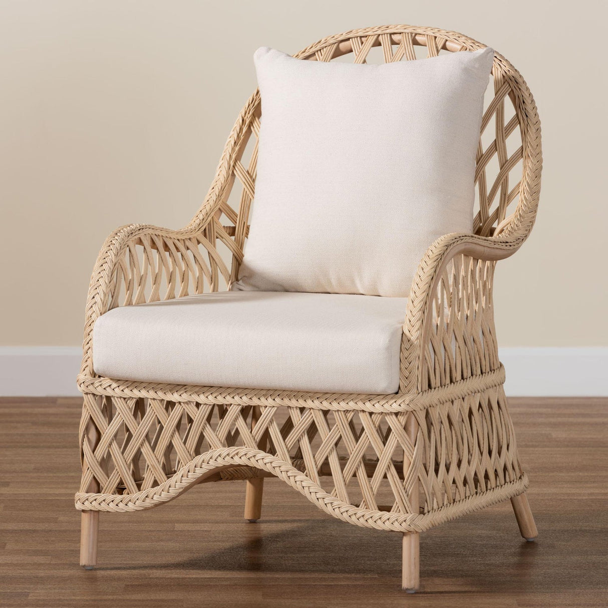 Modern European furniture - Braided Rattan Padded Lounge Chair - www.oroa.com