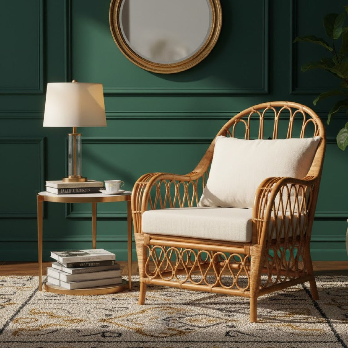 Modern European furniture - Bohemian Rattan Padded Lounge Chair - www.oroa.com