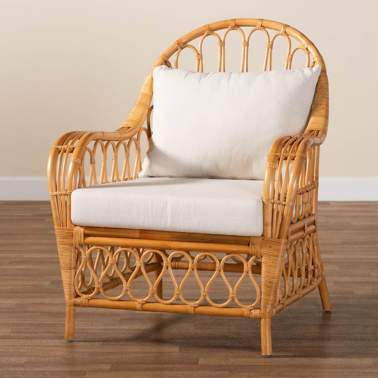 Modern European furniture - Bohemian Rattan Padded Lounge Chair - www.oroa.com