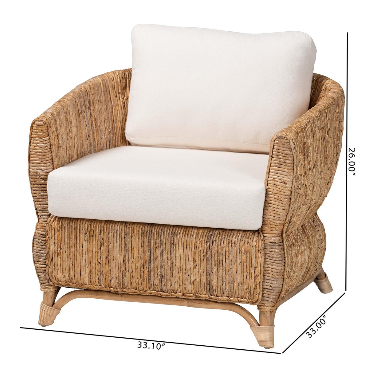 Modern European furniture -Cushioned Woven Seagrass Lounge Chair- www.oroa.com