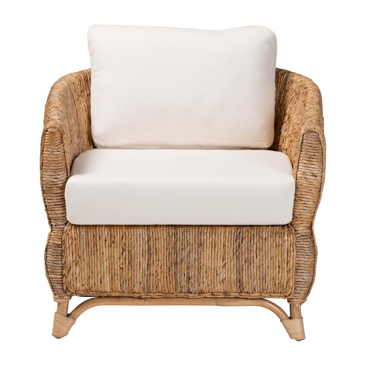 Modern European furniture -Cushioned Woven Seagrass Lounge Chair- www.oroa.com