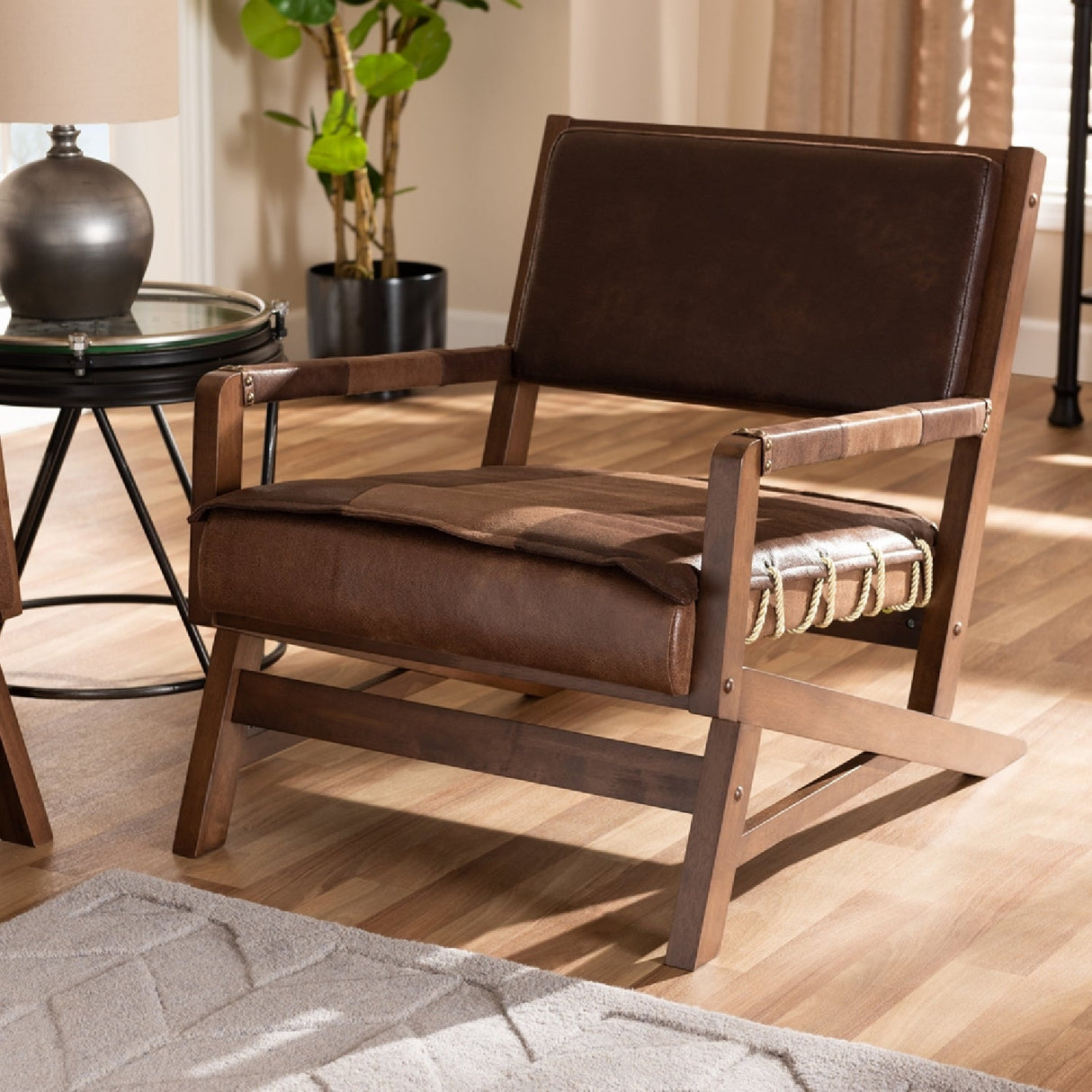 Modern European furniture - Brown Leather Inspired Lounge Chair - www.oroa.com